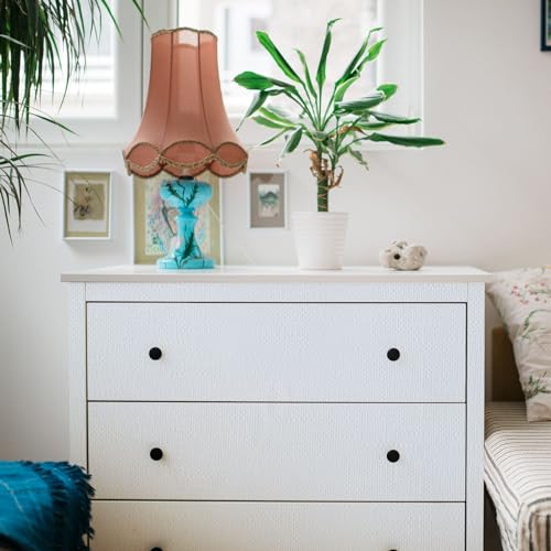 WADILE Grasscloth Peel and Stick Wallpaper 15.7in x 787.4in, Textured Contact Paper for Cabinets, Faux Linen Wall Paper Pull and Stick, Fabric Vinyl Wallpaper Self Adhesive White - Image 5