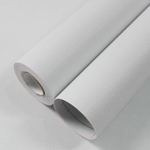WADILE Grasscloth Peel and Stick Wallpaper 15.7in x 787.4in, Textured Contact Paper for Cabinets, Faux Linen Wall Paper Pull and Stick, Fabric Vinyl Wallpaper Self Adhesive White - Image 1