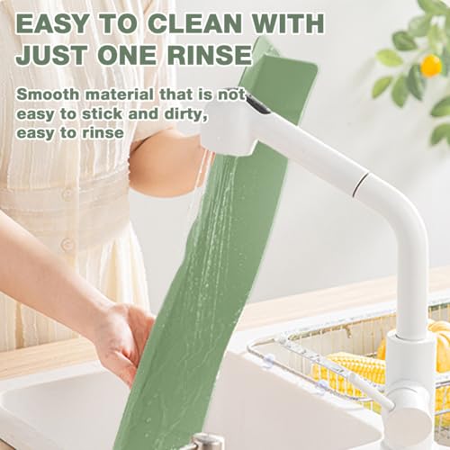 HASTHIP® Sink Splash Guard Suction Cup Silicone Sink Water Shield Panel, L-shape Sink Water Splash Dam Strip Panel Sink Protector,52x4.5x7.5cm - Image 5