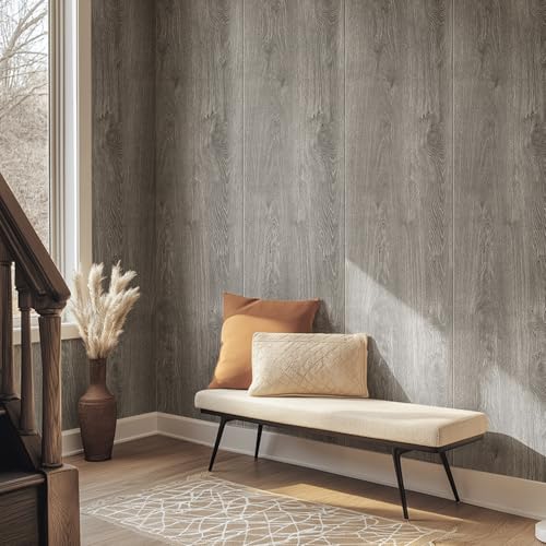 Chejiaye Luxury Thicken Wood Grain Peel and Stick Floor Tiles Self-Adhesive Vinyl Flooring Roll-DIY Easy for Wall and Floor,Hard Surface/Waterproof/Anti Slip (Gray Vinyl Flooring, 17.72 "W x 118" L) - Image 3