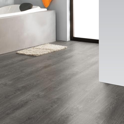 Chejiaye Luxury Thicken Wood Grain Peel and Stick Floor Tiles Self-Adhesive Vinyl Flooring Roll-DIY Easy for Wall and Floor,Hard Surface/Waterproof/Anti Slip (Gray Vinyl Flooring, 17.72 "W x 118" L) - Image 2