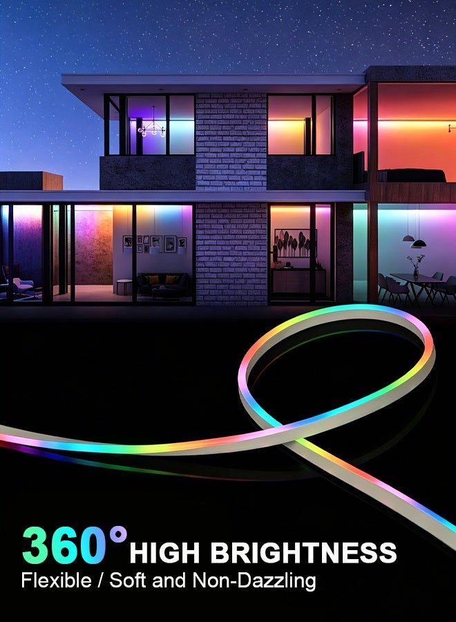 BASILKIT 5 Meter Neon LED Strip Light , RGB Light Strip, Music Sync, App & Remote Control, Smart Home LED Lights, Flexible Neon Rope For Diy Home Decor, Gaming Room, Bedroom, Tv Backlight, Ramadan Decor - Image 5