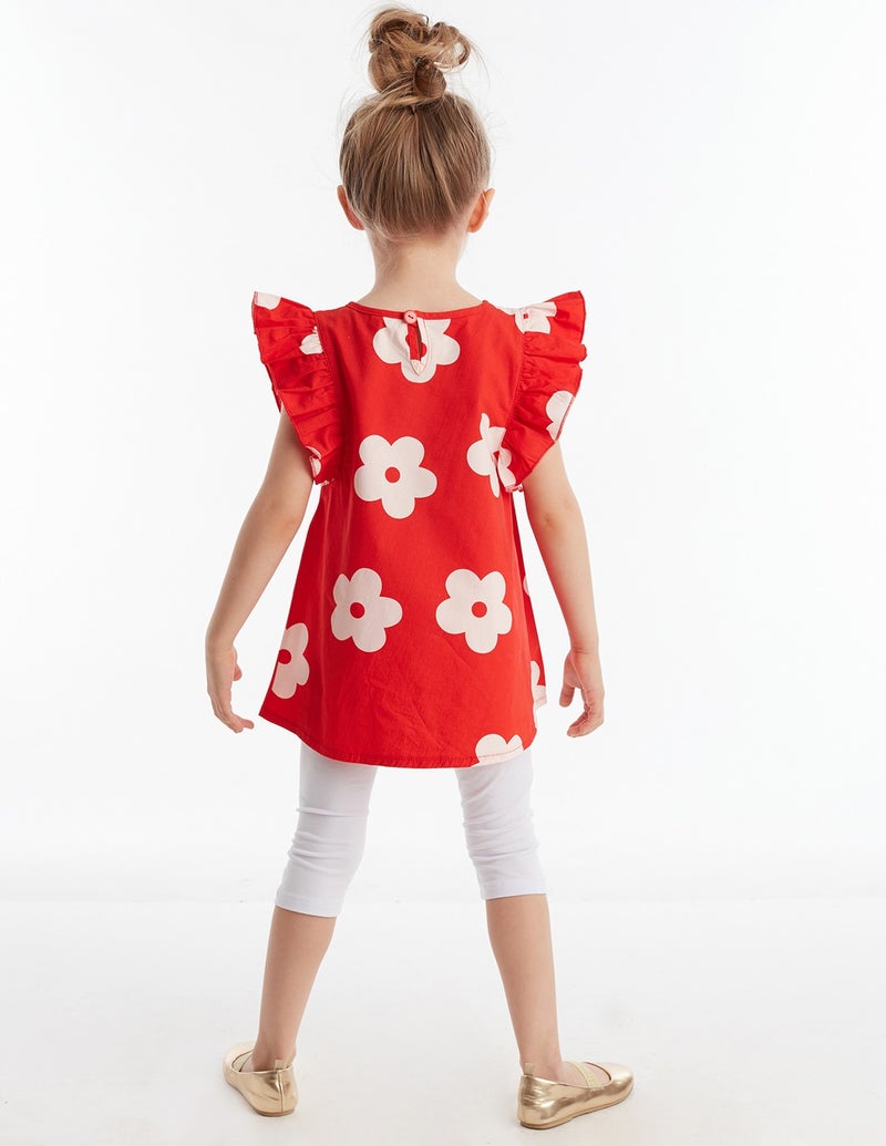 Denokids Frog Red White Girl Tunic Leggings Set  - Image 2