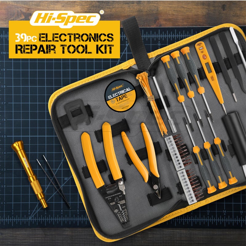 Hi-Spec 39pc Electronics Repair & Opening Tool Kit Set for Laptops, Phones, Devices, Computer & Gaming Accessories. Precision Small Screwdrivers with Pentalobe Bits for iPhones & MacBooks - Image 3