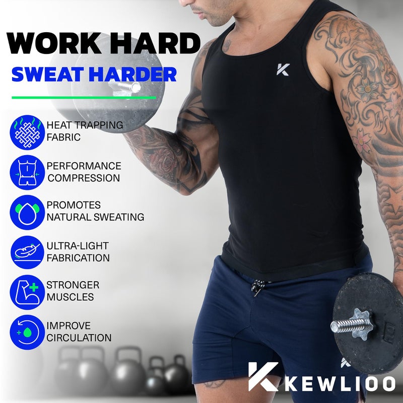 Kewlioo Men's Heat Trapping Pullover Sweat Enhancing Vest - Sauna Suit Shirt Compression Vest Shapewear Top for Gym Exercise - Image 3