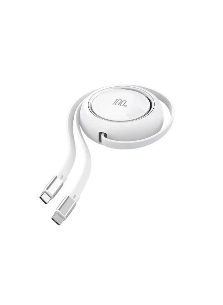 gnexu retractable usb-c to usb-c fast charging cable 100w - Image 1