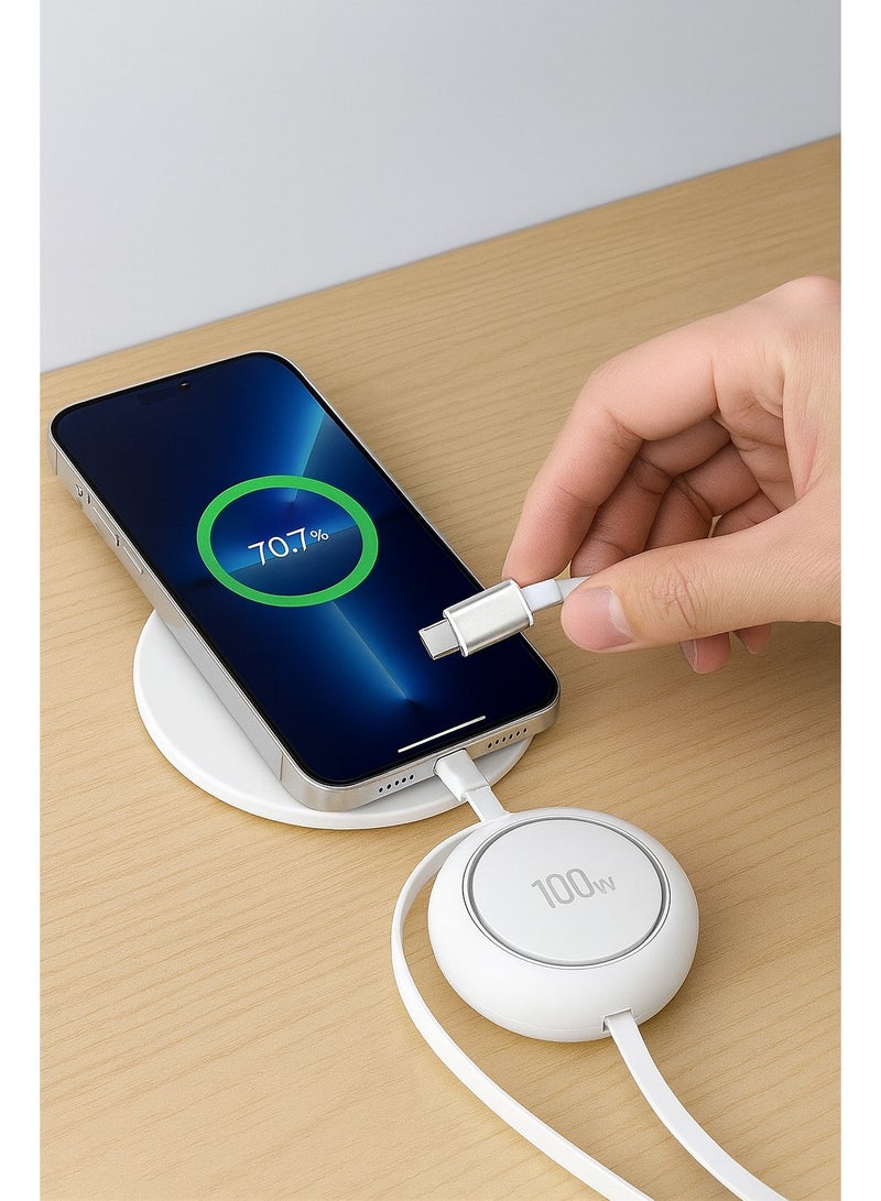 gnexu retractable usb-c to usb-c fast charging cable 100w - Image 2