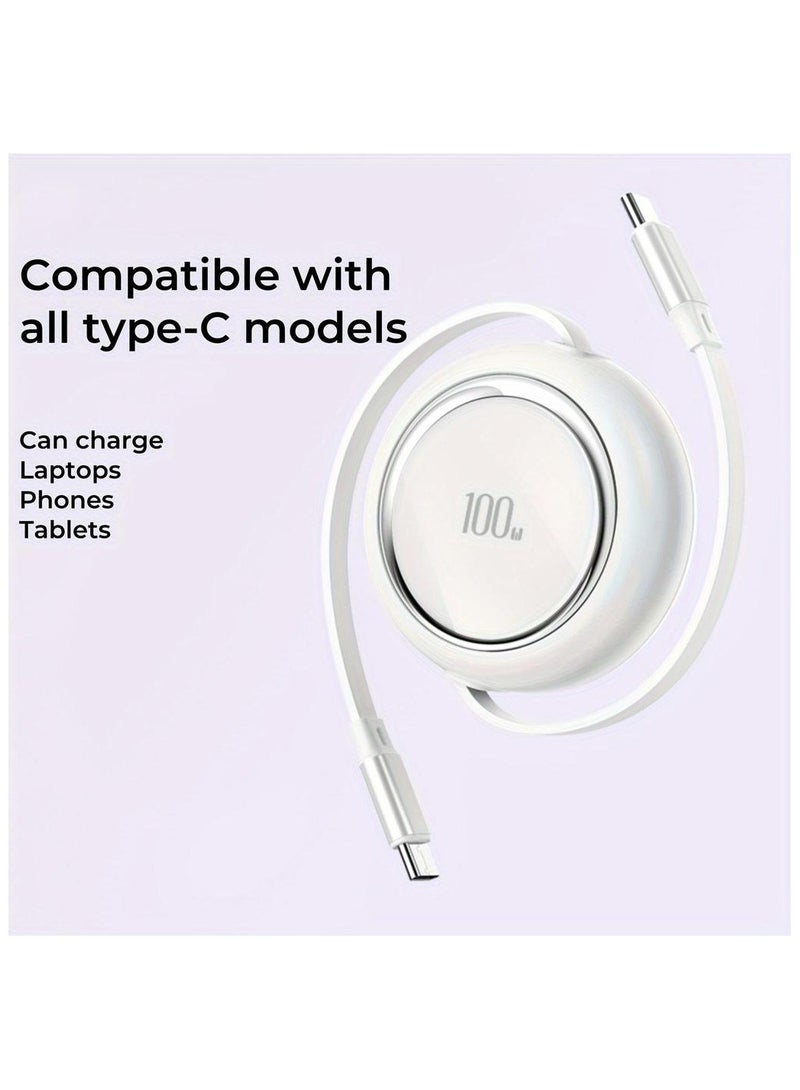 gnexu retractable usb-c to usb-c fast charging cable 100w - Image 3