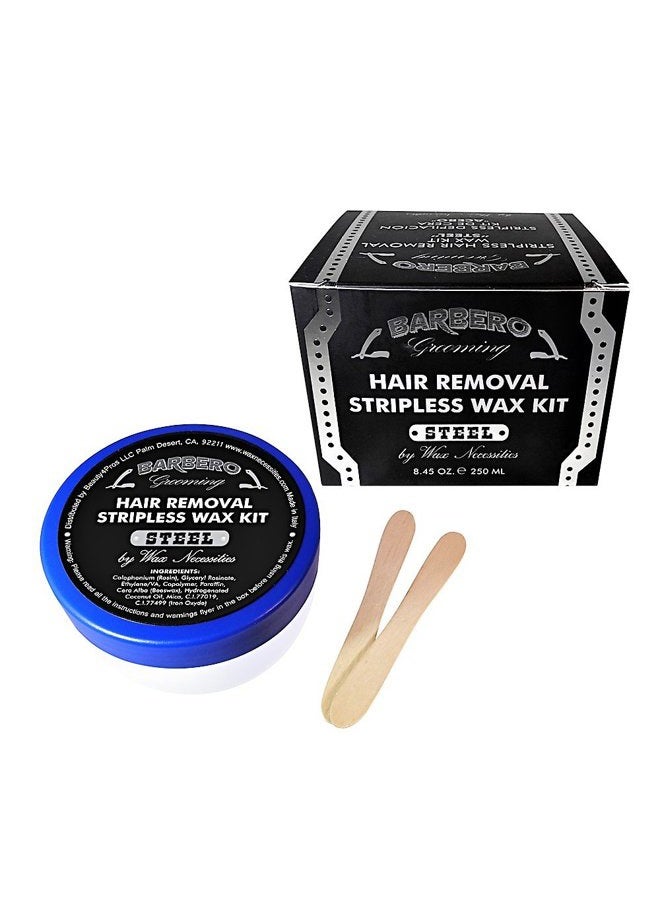wax necessities مجموعة شمع إزالة الشعر بدون شرائط من باربيرو - ستيل 8.45 أونصة من واكس نيسيسيتيس واكسنس - Image 1