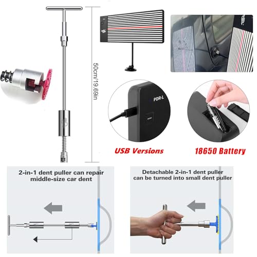 Super PDR Paintless Dent Repair Kit 148PCS Dent Puller Kit with LED Light Board Can Removal 99% of Car Dents in 30 Minutes for Repair Work of Big Dents, Small Dents, Door Ding, Creases and Hail Damage - Image 5