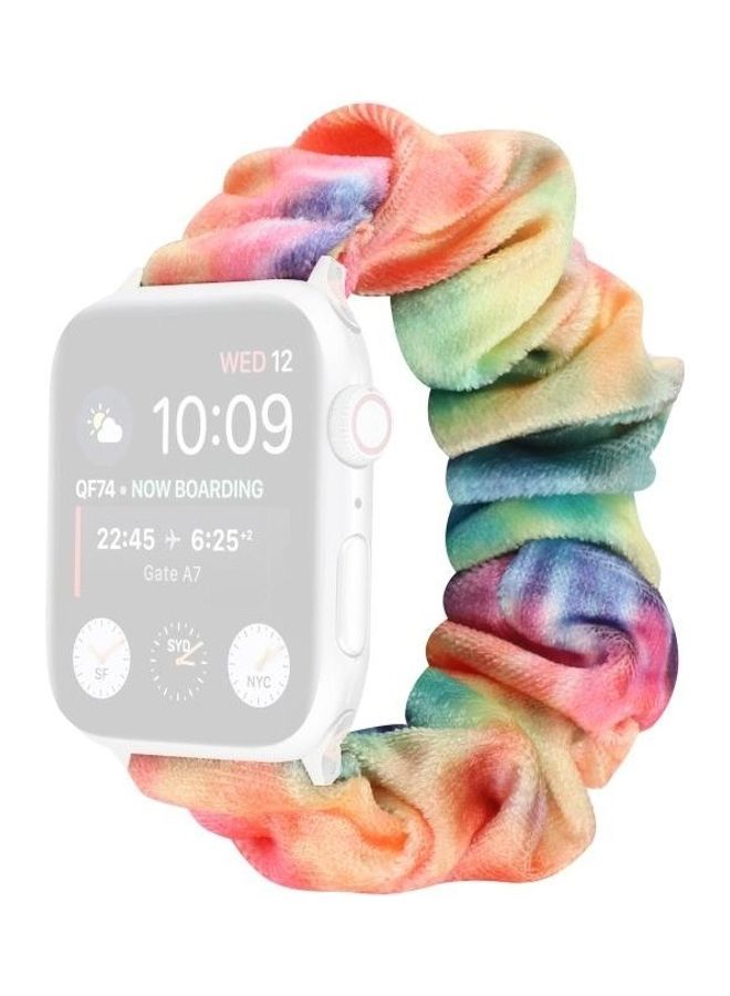 NIBEMINENT Flannel Hair Ring Replacement Watchband For Apple Watch Series 7 45mm/6 & SE 5 4 44mm/3 2 1 42mm Multicolour - Image 1