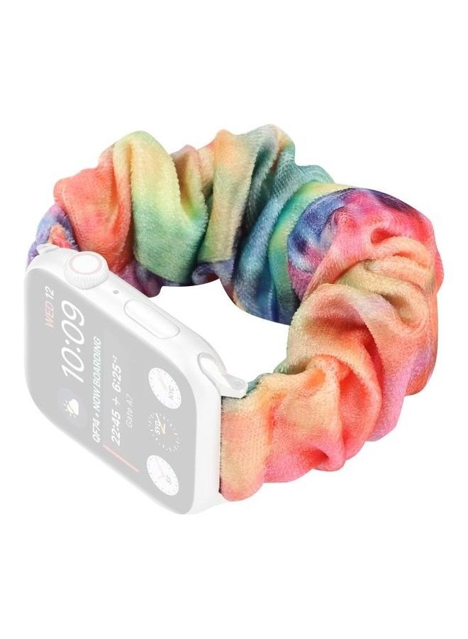 NIBEMINENT Flannel Hair Ring Replacement Watchband For Apple Watch Series 7 45mm/6 & SE 5 4 44mm/3 2 1 42mm Multicolour - Image 3