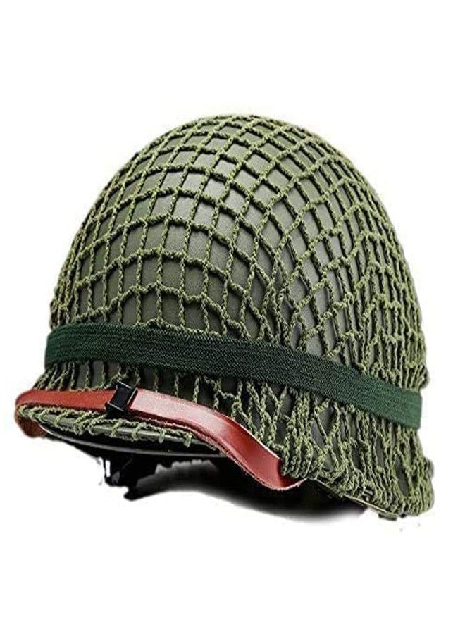 WXKHV WWII US WW2 Army M1 Steel Pot Helmet Replica - Military Gear Uniform with Net Cover, Chin Strap, Cat Eye Belt - Image 3