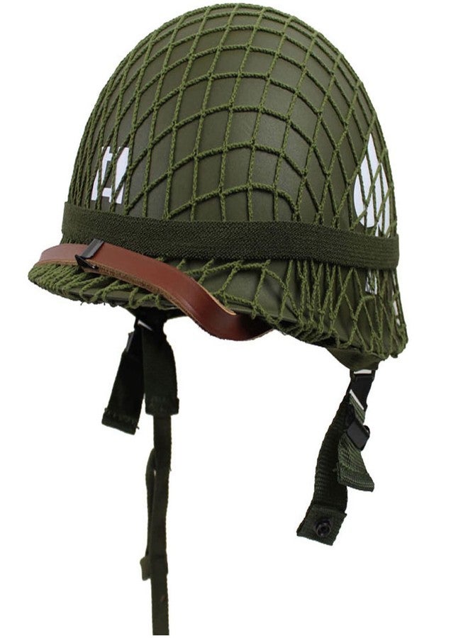 WXKHV WWII US WW2 Army M1 Steel Pot Helmet Replica - Military Gear Uniform with Net Cover, Chin Strap, Cat Eye Belt - Image 1