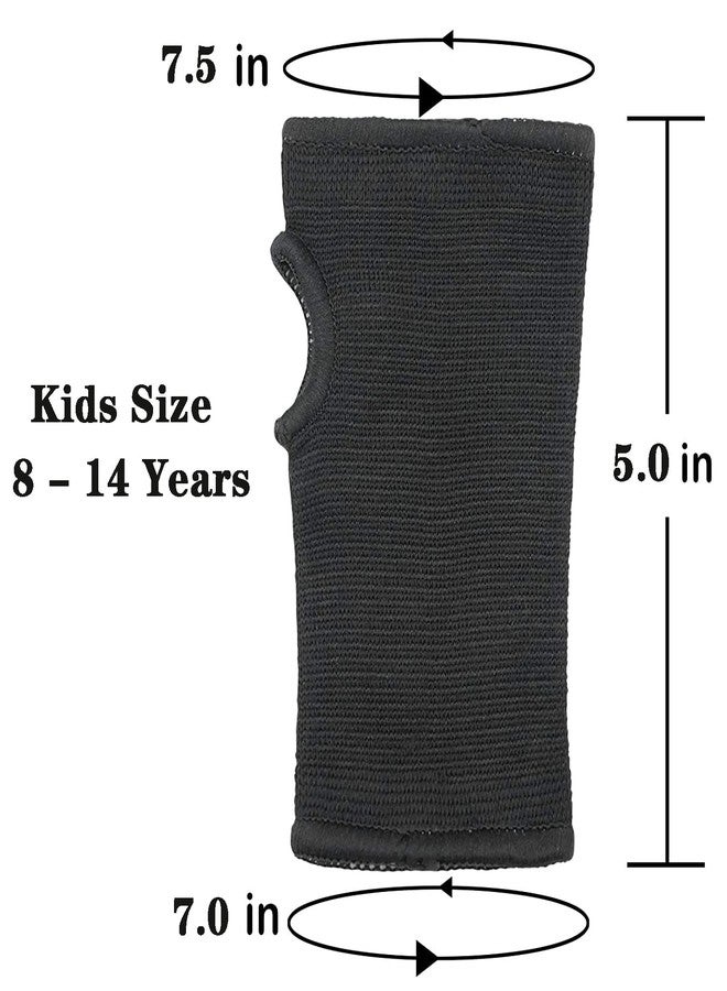 Luwint Kids Hand Wrap - Knitted Palm Sleeve Wrist Brace Hand Protection Support for 8-14 Years, 1 Pair Black - Image 5