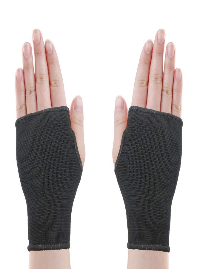 Luwint Kids Hand Wrap - Knitted Palm Sleeve Wrist Brace Hand Protection Support for 8-14 Years, 1 Pair Black - Image 1