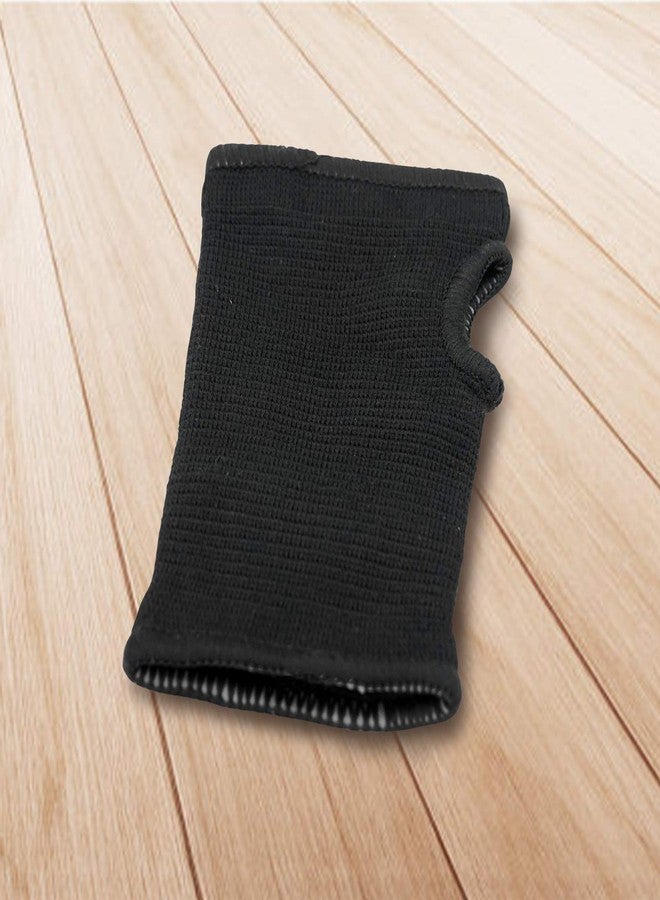 Luwint Kids Hand Wrap - Knitted Palm Sleeve Wrist Brace Hand Protection Support for 8-14 Years, 1 Pair Black - Image 4