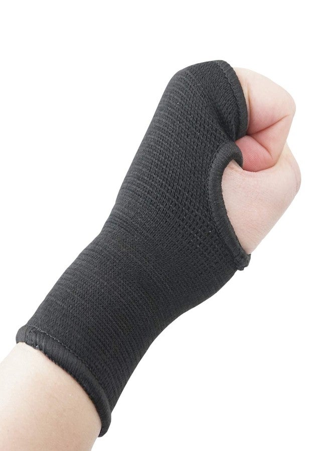 Luwint Kids Hand Wrap - Knitted Palm Sleeve Wrist Brace Hand Protection Support for 8-14 Years, 1 Pair Black - Image 2