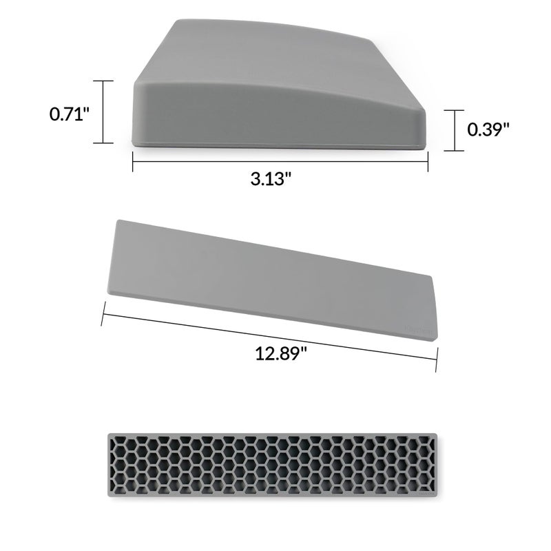 Keychron Gray Silicone Wrist & Palm Rest, 12.89" for 75% Compact Keyboard Series V1/V2/Q1/Q2 & Lemokey P1 (Pro/Max/HE) â€“ Anti-Slip Base â€“ Smooth & Soft Support - Image 3