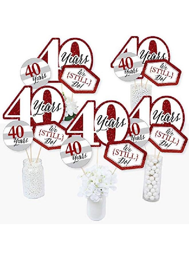 Big Dot of Happiness We Still Do 40Th Wedding Anniversary Anniversary Party Centerpiece Sticks Table Toppers Set Of 15  - Image 1