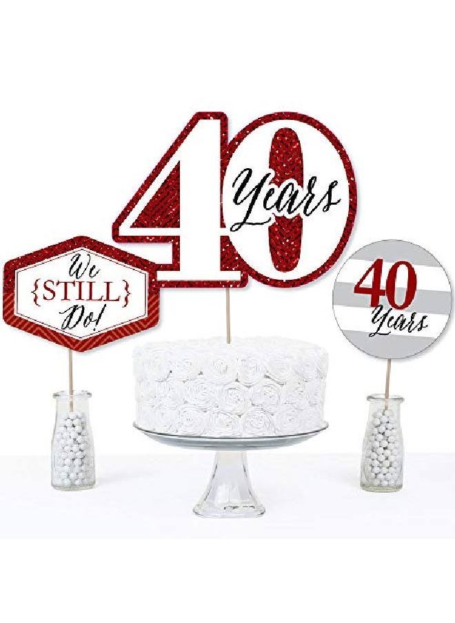 Big Dot of Happiness We Still Do 40Th Wedding Anniversary Anniversary Party Centerpiece Sticks Table Toppers Set Of 15  - Image 3