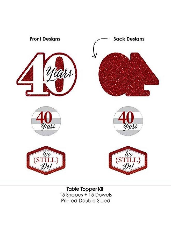 Big Dot of Happiness We Still Do 40Th Wedding Anniversary Anniversary Party Centerpiece Sticks Table Toppers Set Of 15  - Image 4