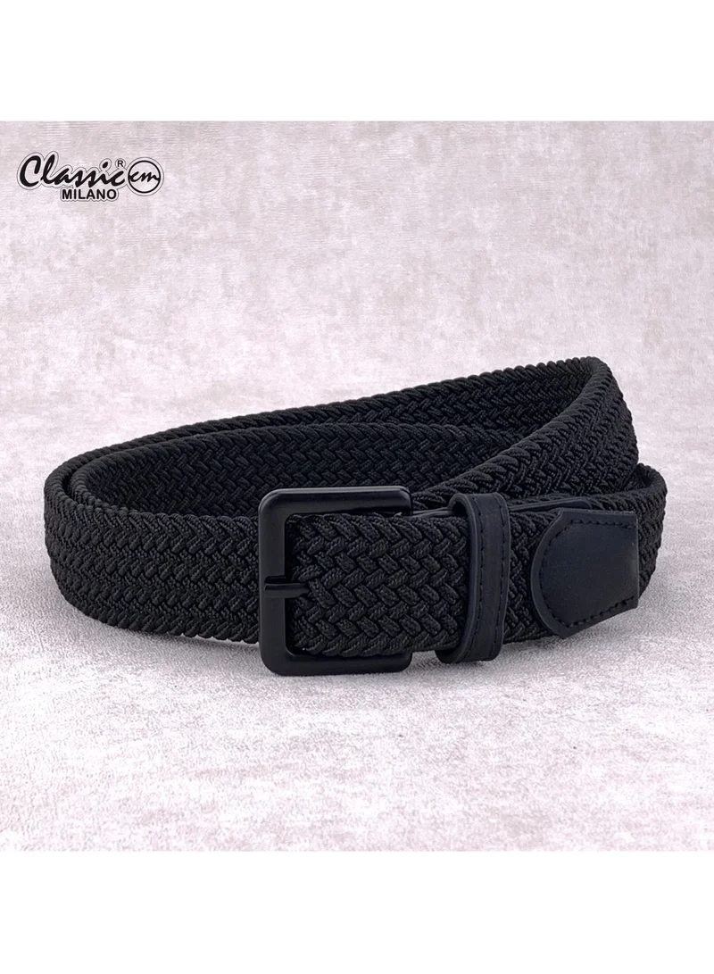 Classic Milano Braided Cotton Elastic Stretch Belt for Men & Women, Woven Canvas Web Belt with Gift Box, Adjustable Men's Belt | Full Length: 110CM (Free Size - Fits up to the waist of 40 Inches / 100 CM)