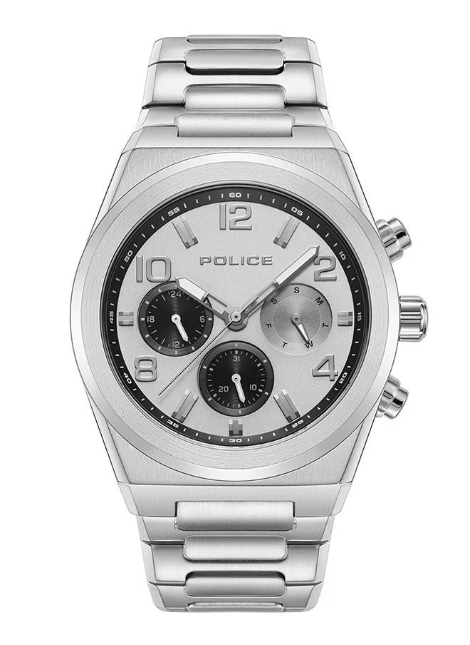 بوليس Mens Salkantay Stainless Steel Chronograph Wrist Watch PEWJK2226704 45mm Silver