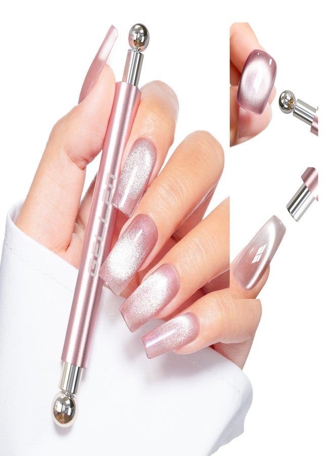 Gellen Pink Double-Ended Magnet for Cat Eye Gel Polish - Dual Cat Eye Nail Magnet Tool with Wide & Narrow Tips, Strong Magnetic Stick for Cat Eye Nail Art DIY Salon Use - Image 1