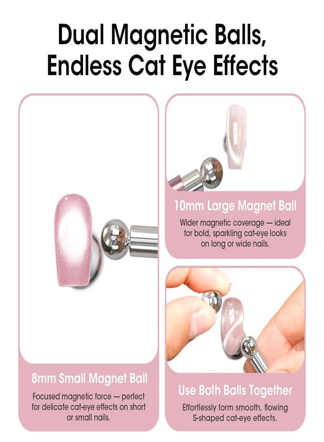 Gellen Pink Double-Ended Magnet for Cat Eye Gel Polish - Dual Cat Eye Nail Magnet Tool with Wide & Narrow Tips, Strong Magnetic Stick for Cat Eye Nail Art DIY Salon Use - Image 3