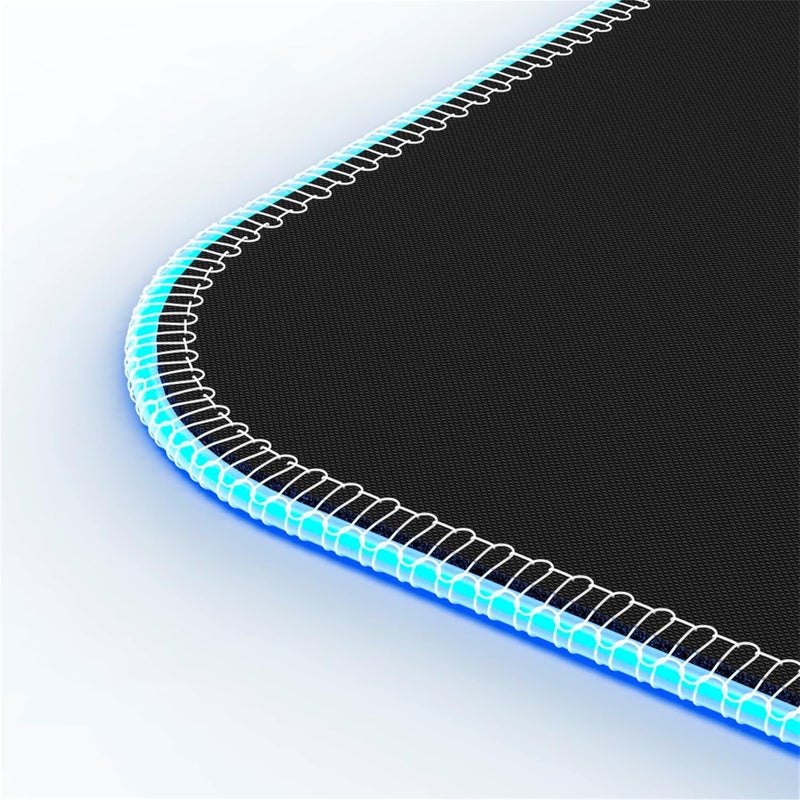 يو ريج uRage لوحة ماوس ألعاب Lethality 450 XXL بإضاءة RGB LED، بساط مكتب كبير ممتد بأبعاد 90 × 34 سم، مزودة بإضاءة عبر USB، وقاعدة مطاطية مانعة للانزلاق، وسطح مقاوم للماء، مع حواف مخيطة، مناسبة لألعاب الكمبيوتر – أسود - Image 2