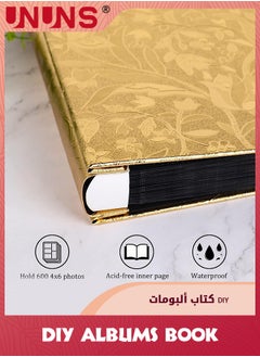 UNUNS Photo Albums,4x6 Inch 600 Photos Extra Large Capacity Family Wedding Picture Albums Photo Book,Horizontal And Vertical Photos Leather Cover Hand Made DIY Albums,Small Leaf Gold  - Image 5