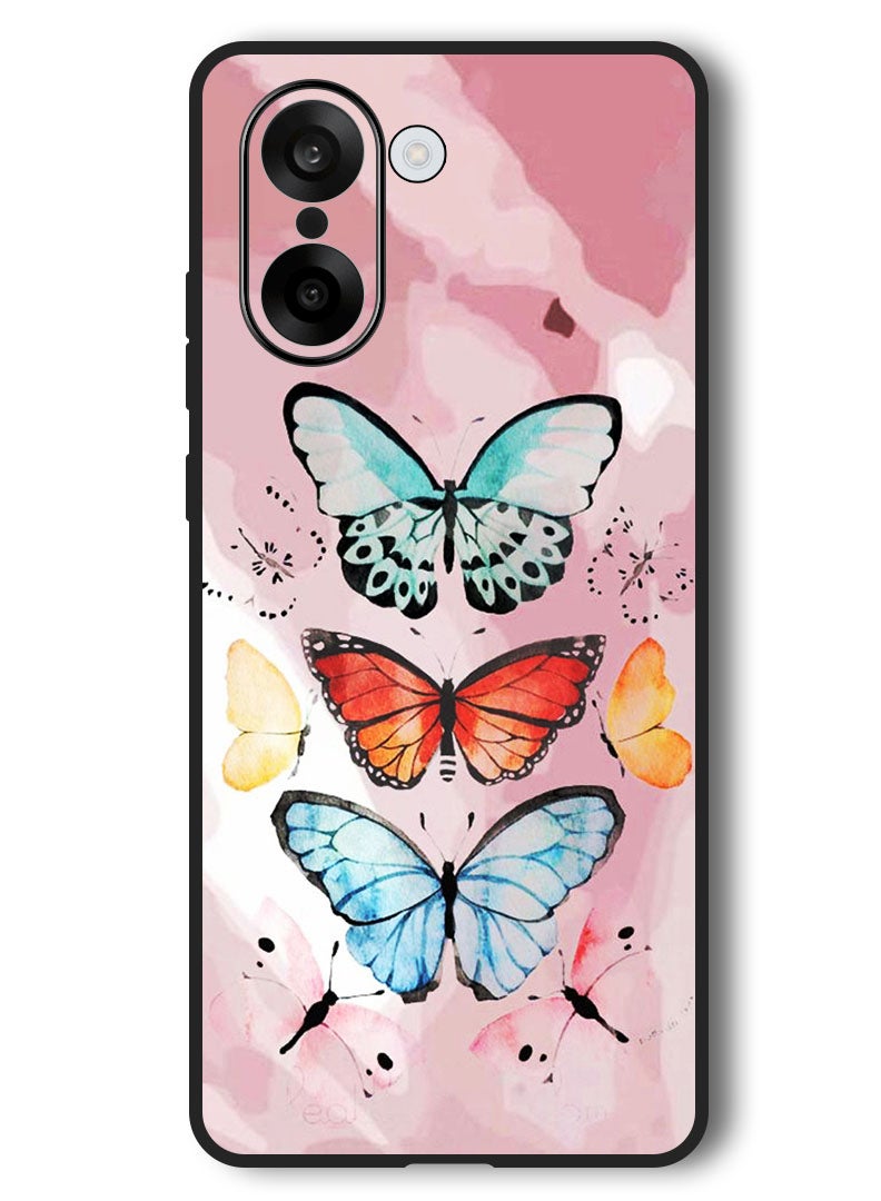 Theodor Case Compatible with OnePlus Nord CE 5 6.77 Inch Protection Shockproof Bumper Cover Butterflies (2) - Image 1