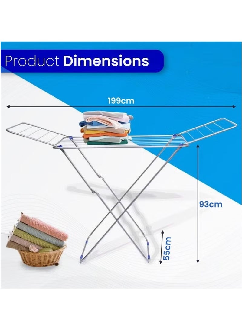 Zaros Cloth Drying Foldable Stand, Sturdy Clothes Dryer, Weather Resistor, Heavy Duty Clothing Racks Steel Silver 18 meter - Image 2