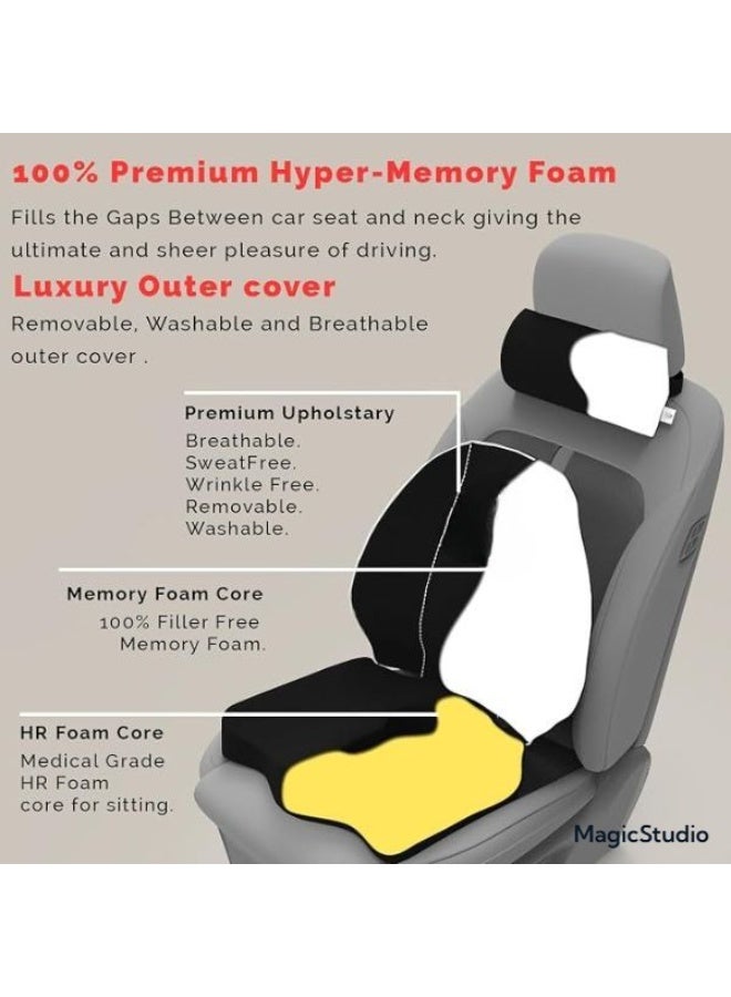 Ergonomic High Density Memory Foam Lumbar Support Backrest or Orthopedic Coccyx Cushion for Long Sitting | Universal Fit Posture Corrector for Car and Office Chair - Image 4