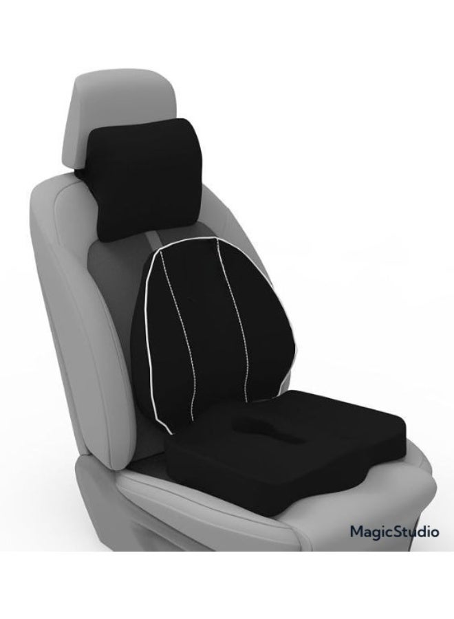 Ergonomic High Density Memory Foam Lumbar Support Backrest or Orthopedic Coccyx Cushion for Long Sitting | Universal Fit Posture Corrector for Car and Office Chair - Image 1