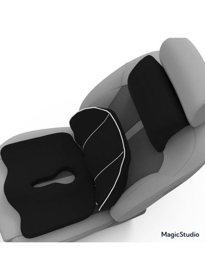 Ergonomic High Density Memory Foam Lumbar Support Backrest or Orthopedic Coccyx Cushion for Long Sitting | Universal Fit Posture Corrector for Car and Office Chair - Image 5