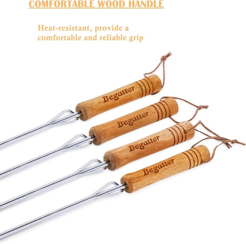 Begatter Smores Sticks, Marshmallow Sticks for Fire Pit, 30" Long Extendable Heavy Duty Roasting Sticks for Hot Dogs Vegetables S'mores over Campfire, 4 Pack - Image 4