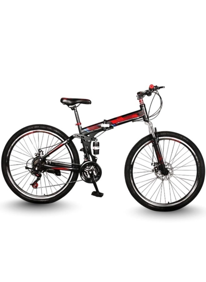 folding mountain bike 26inch 21 speed dual suspension steel frame - Image 2