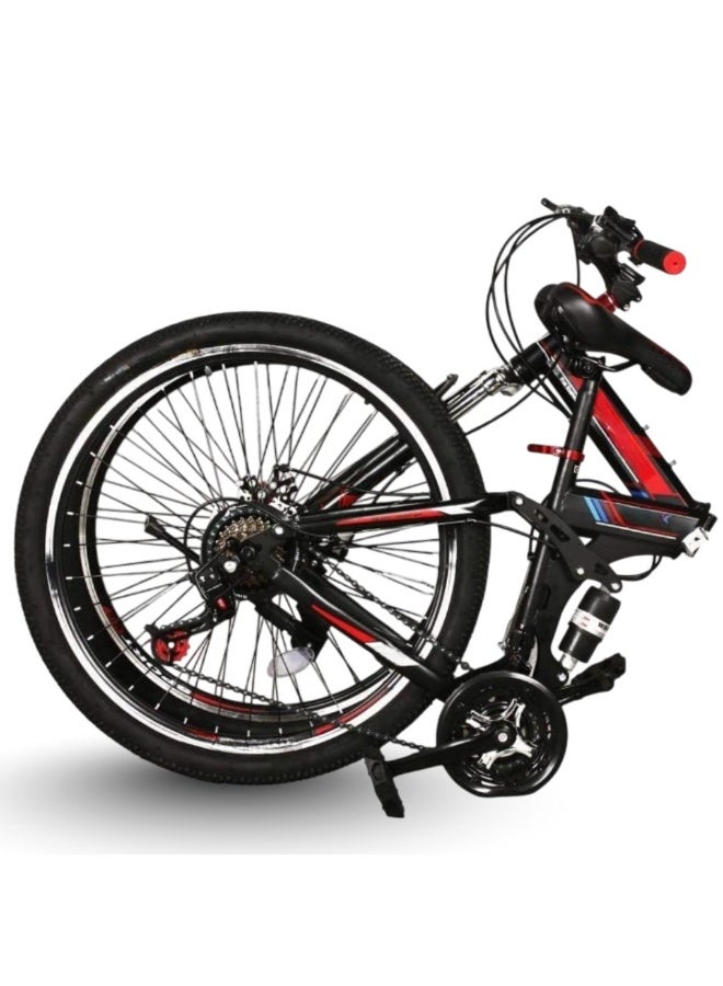 folding mountain bike 26inch 21 speed dual suspension steel frame - Image 3
