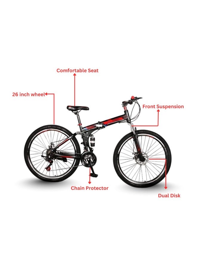 folding mountain bike 26inch 21 speed dual suspension steel frame - Image 4