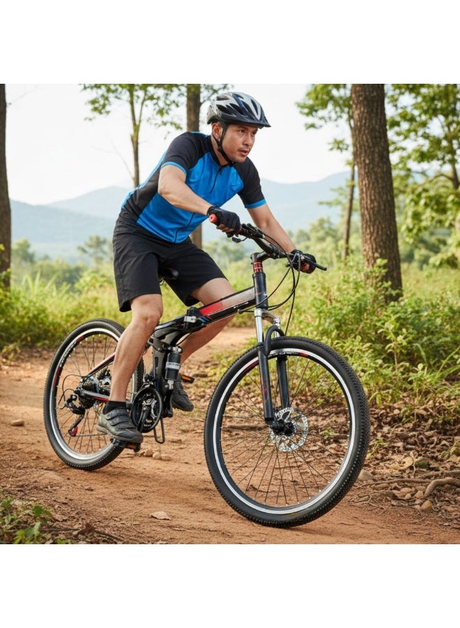 folding mountain bike 26inch 21 speed dual suspension steel frame - Image 5