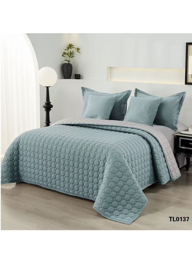 ShinyFlower Comforter Set Cotton Filling 4 Piece Set Quilt Single Size 220x160cm – Soft Microfiber Fabric - Image 1