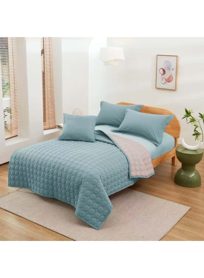 ShinyFlower Comforter Set Cotton Filling 4 Piece Set Quilt Single Size 220x160cm – Soft Microfiber Fabric - Image 3
