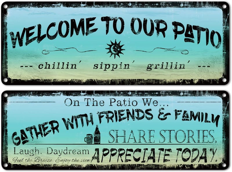 flinelife Welcome to Our Patio Vintage Metal Sign - Image 1