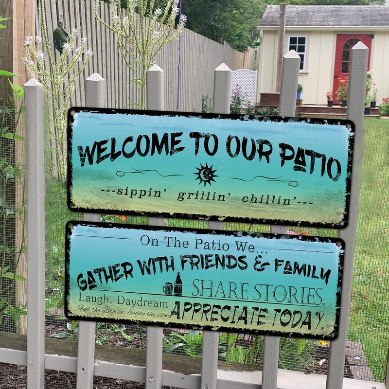 flinelife Welcome to Our Patio Vintage Metal Sign - Image 4