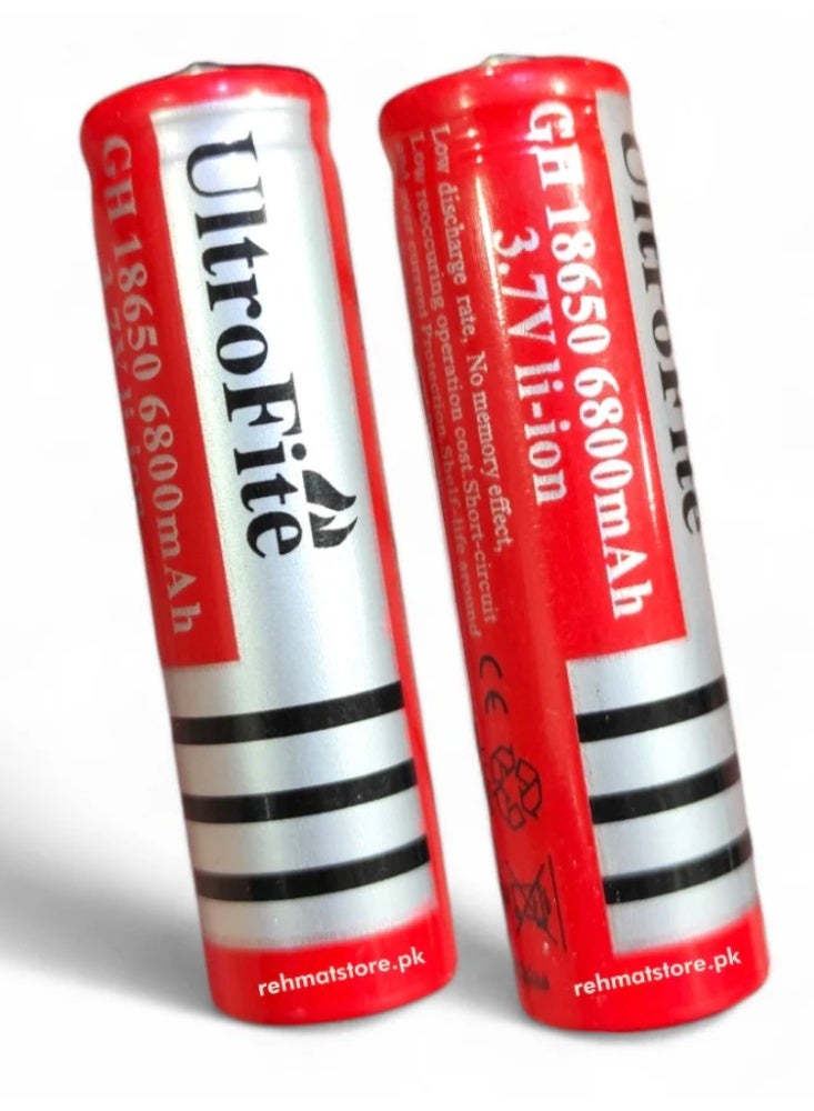 Ultra Fire 18650 6800mAh 3.7V Lithium Rechargeable Cell Battery | 2 Piece Set - Image 1