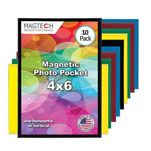 Magtech Magnetic Photo Pocket Picture Frame, Color Pops, Holds 4x6 Inch Photos, 10 Pack Assorted Colors, Made in the USA (94610) - Image 1