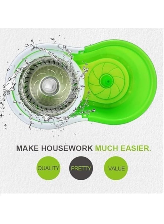 Rakzai Spin Mop and Bucket Set 360° Floor Cleaning System – Handle Easy Press Mop with Microfiber Pads for Home Kitchen Bathroom - Image 4