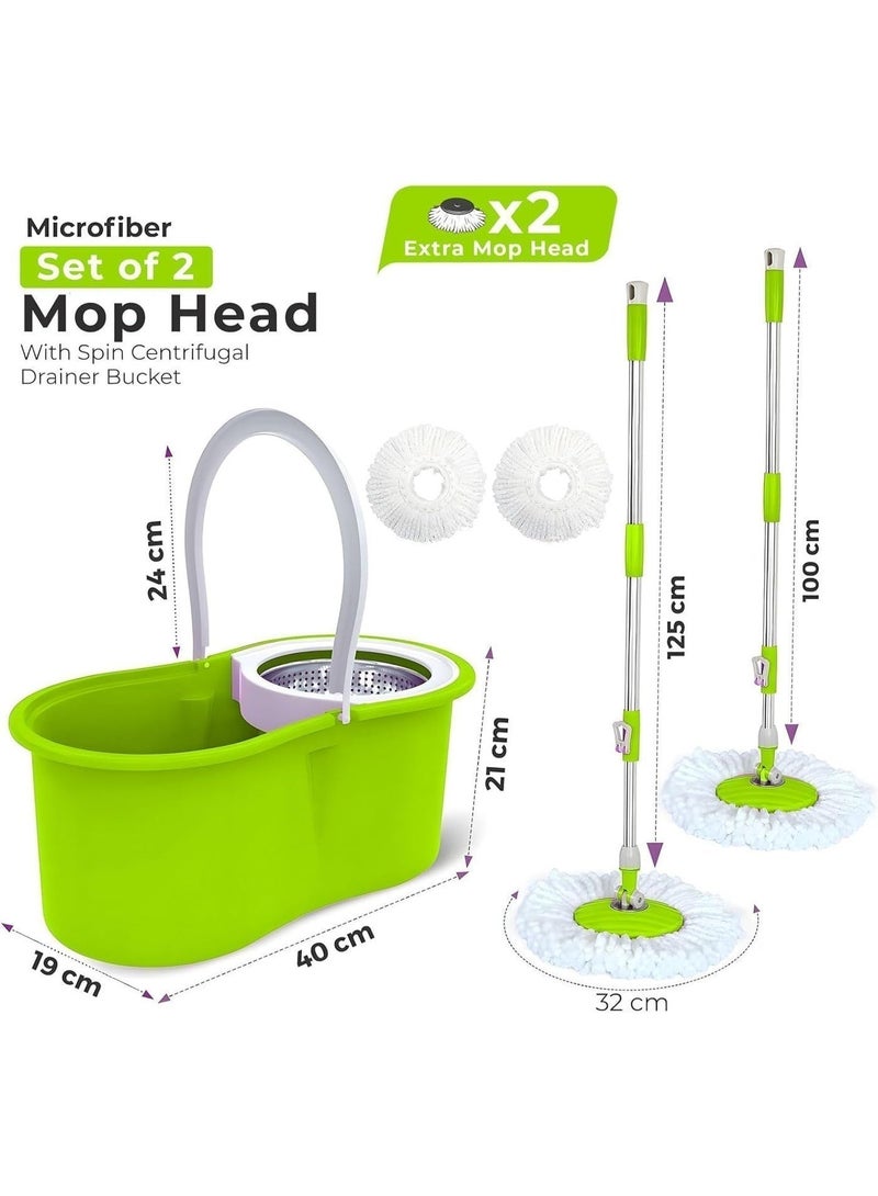 Rakzai Spin Mop and Bucket Set 360° Floor Cleaning System – Handle Easy Press Mop with Microfiber Pads for Home Kitchen Bathroom - Image 3
